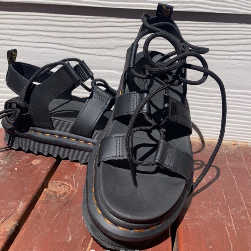 Black Dr. Marten tie up sandals